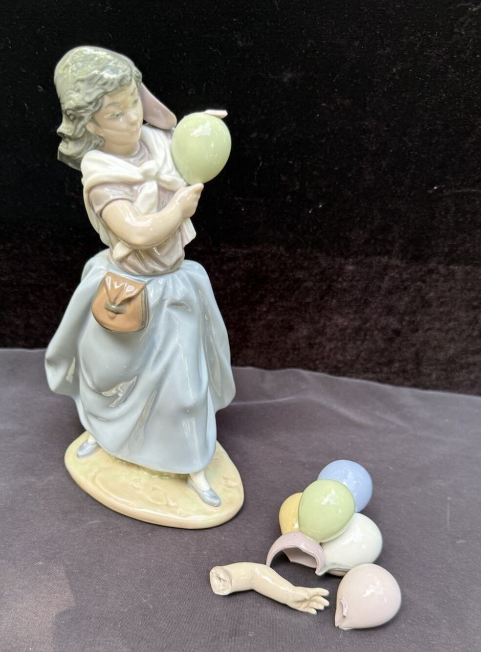 Retired Lladro Balloons For Sale Porcelain Lady Figurine 10.5" **Needs Repaired!